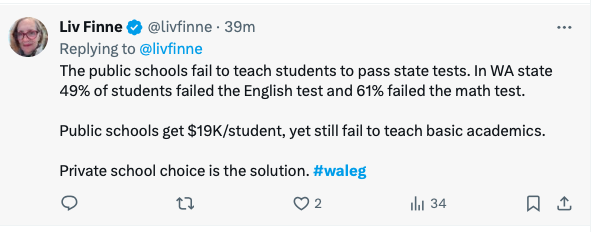 NShrubs's tweet photo. Private schools aren't held to the same standards as public schools. Where are their test scores? How well do they serve ELL &amp; SPED kids? Oh wait - private schools don't have to take THOSE kids. They have no homeless kids. They pick &amp; choose just who they want. 
 #waleg #waedu https://t.co/BM9bzXo8gI