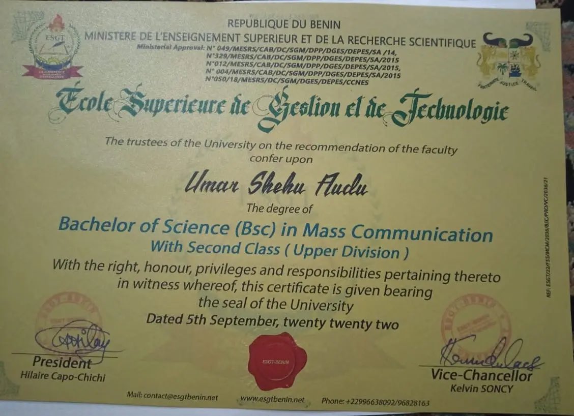 Daily Nigeria reporter, Umar Audu went undercover and investigated the booming business, bagged Cotonou Varsity degree in 6 weeks, participated in NYSC scheme.