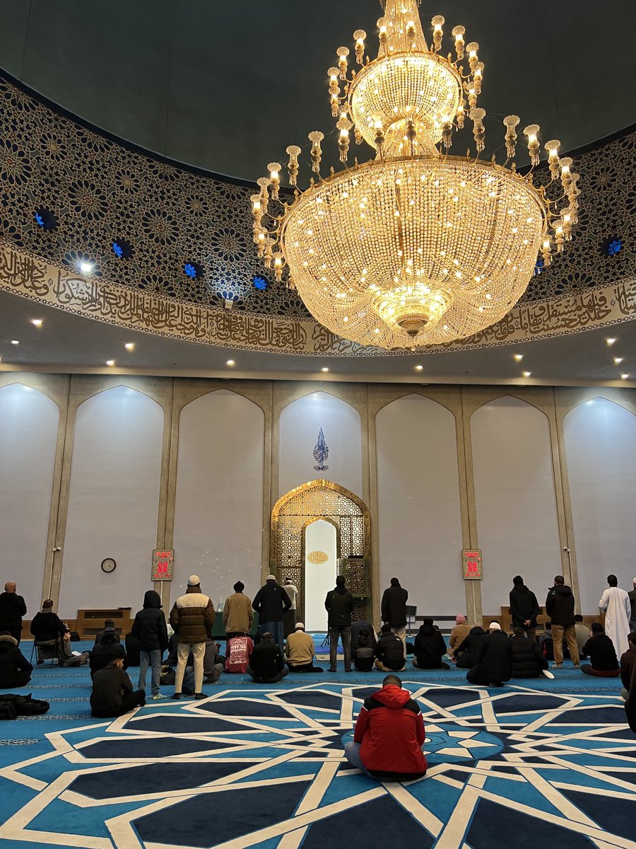We are waiting for Maghrib prayer at Regents Park Mosque, London