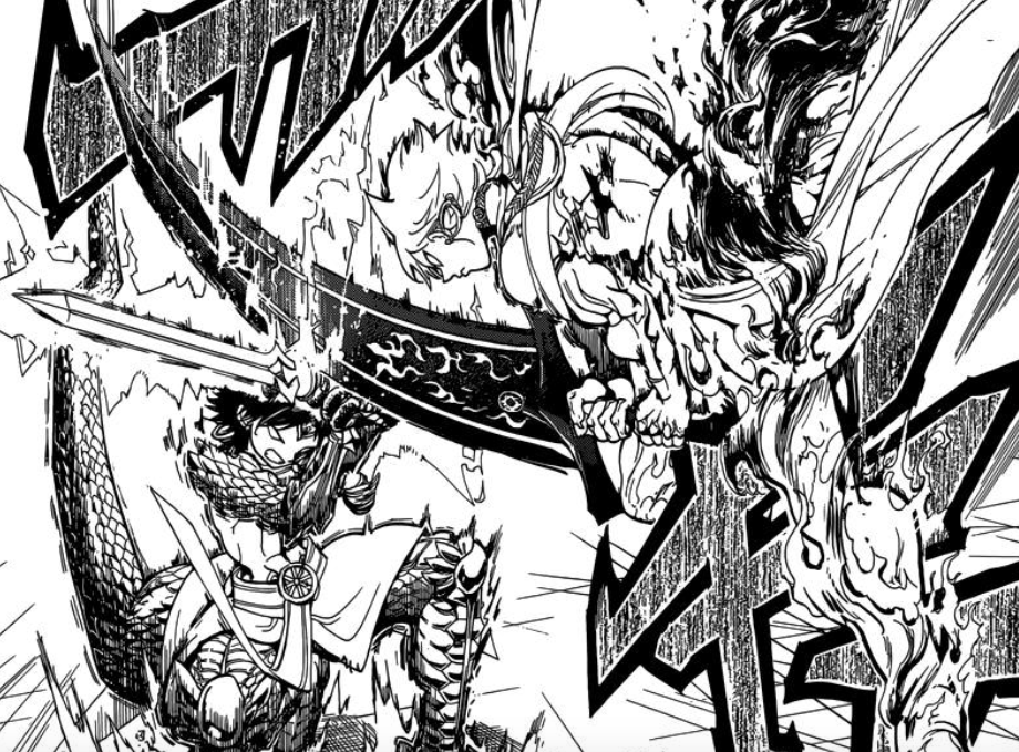 WonderFlames's tweet photo. @SatsujinOtome @taintedgraiI @NoMagicSwordman With a mighty SWING, Flames vanished, replaced by the brilliant hue of raw, Magoi.
Aiming directly for Jeanne Alter's weapon, the Metal Vessel User swung with the force to EXPLODE and terrain and swirl the very winds themselves.
#MVBlackBulls | #CLOVERINVASION https://t.co/q0dd6OJI2j