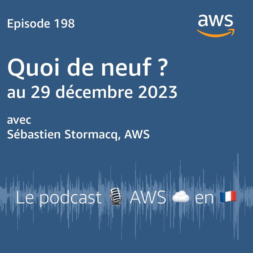 sebsto's tweet photo. Découvrez les dernières nouveautés AWS pour les développeurs dans le  podcast 🎙 en 🇫🇷 : CloudWatch, Lambda, Cognito, Code Catalyst, FSx,  DNS sur HTTPS, et la nouvelle région au Canada.

Écoutez maintenant !  #AWS #Développeurs #podcast 

https://t.co/z5eqcvXGcs https://t.co/IfgXKXK6Aj