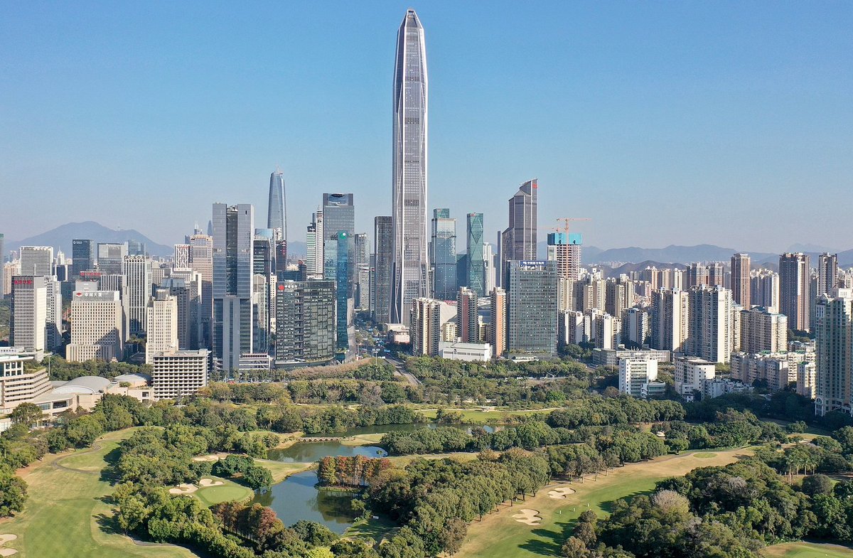 prasannakarthik's tweet photo. The tallest tower in Gurgaon measures 196 meters. In contrast, Shenzhen boasts 140 buildings exceeding this height, with approximately 60 more under construction that will surpass the 196-meter mark. Notably, 60-75% of these skyscrapers in Shenzhen, housing the city’s corporate offices, are built, owned, and operated by the government. Despite more intense and continuous construction, one would hardly see dust in Shenzhen, while Gurgaon is perpetually covered in dust. (9/13)