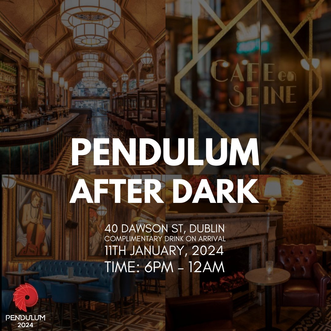 PendulumSummit's tweet photo. Extend the Pendulum Summit experience at Pendulum After Dark!
Connect at Cafe en Seine on January 11th from 6 pm to midnight and enjoy a complimentary drink and finger food.
#PendulumSummit2024 #PendulumSummit #NextGenerationTransformation #PendulumAfterDark https://t.co/BAUndwp4gk