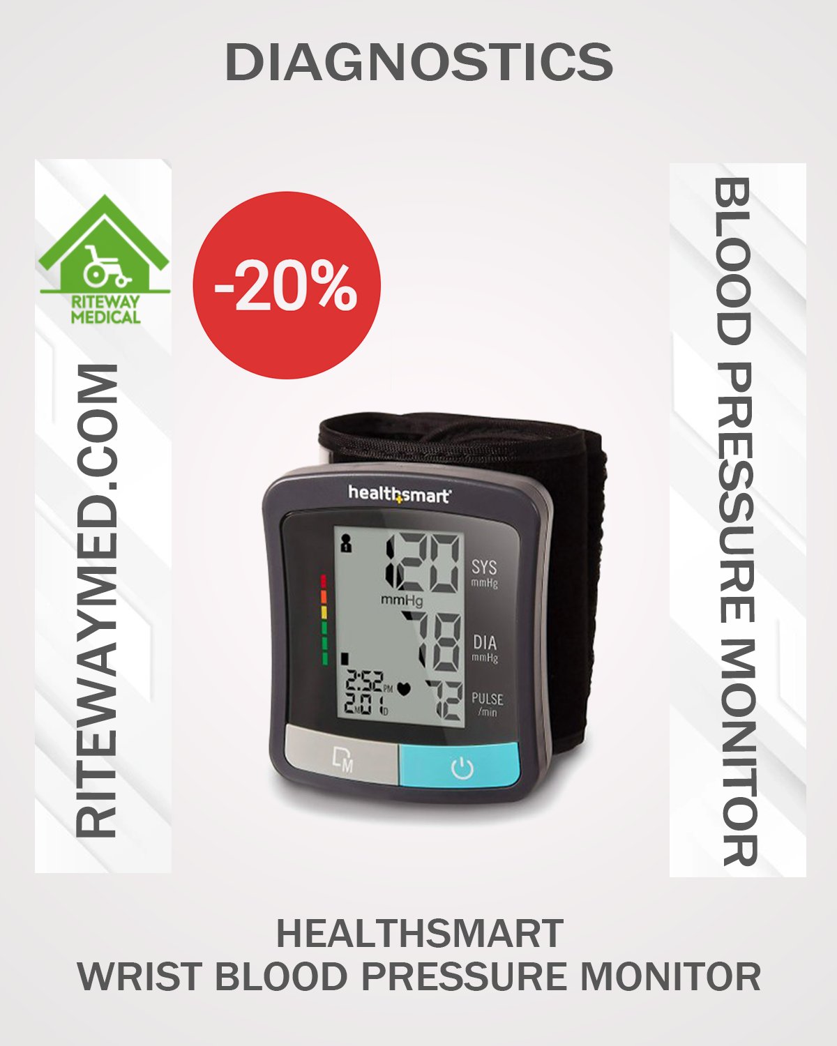 Mabis HealthSmart Standard Series Wrist Blood Pressure Monitor