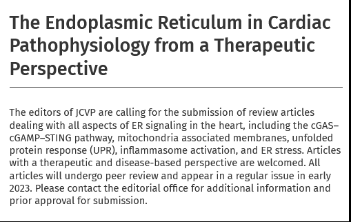 Call for submissions: the Journal of Cardiovascular Pharmacology is seeking review articles on the role of the endoplasmic reticulum from a cardiovascular treatment perspective journals.lww.com/cardiovascular… @JCVPOnline