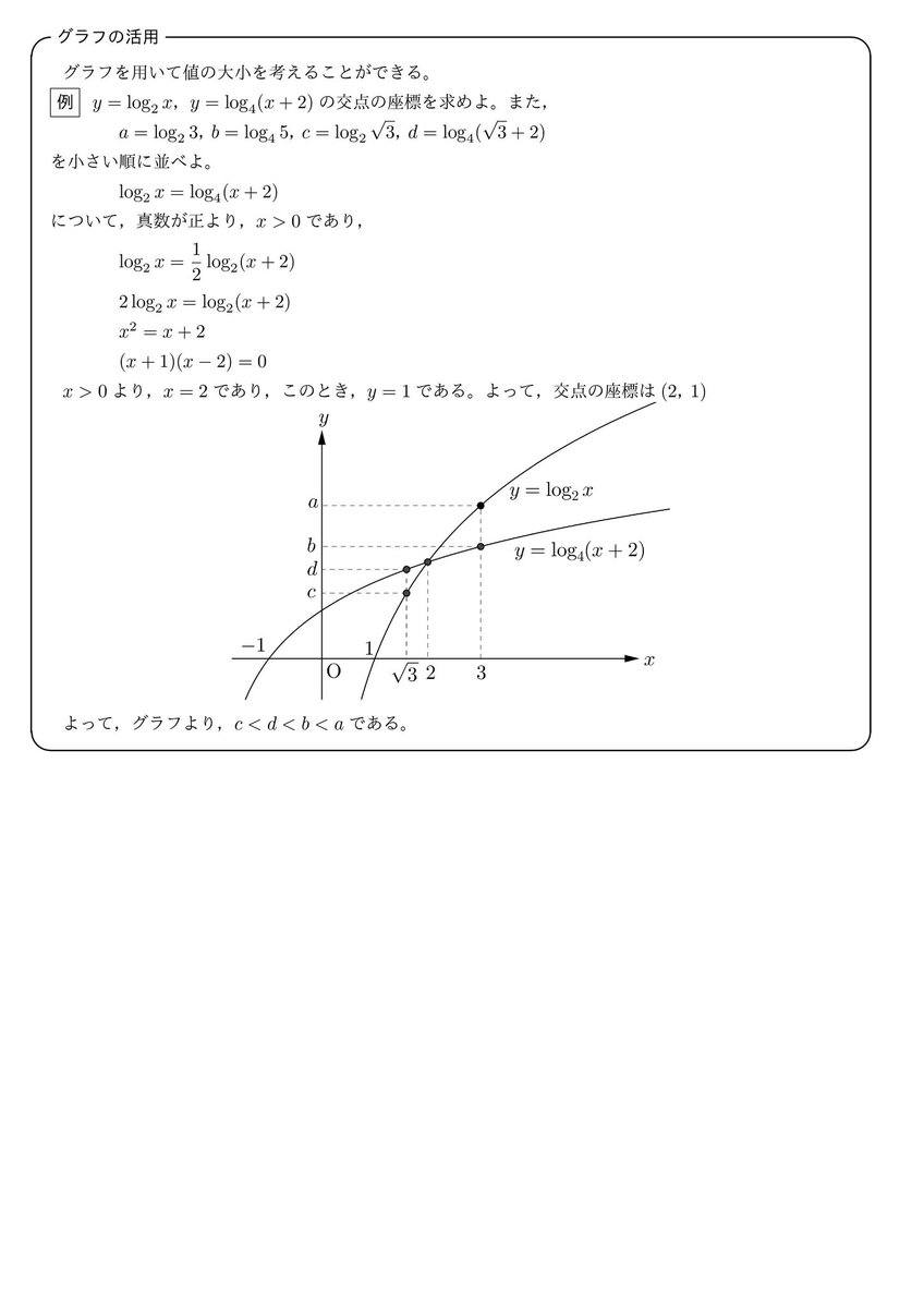 数学II（指数対数）のポイントまとめです。不等号の向きや、真数条件などの対数のよくあるミスには注意が必要です。グラフ を用いて大小比較する問題にも慣れておこう。