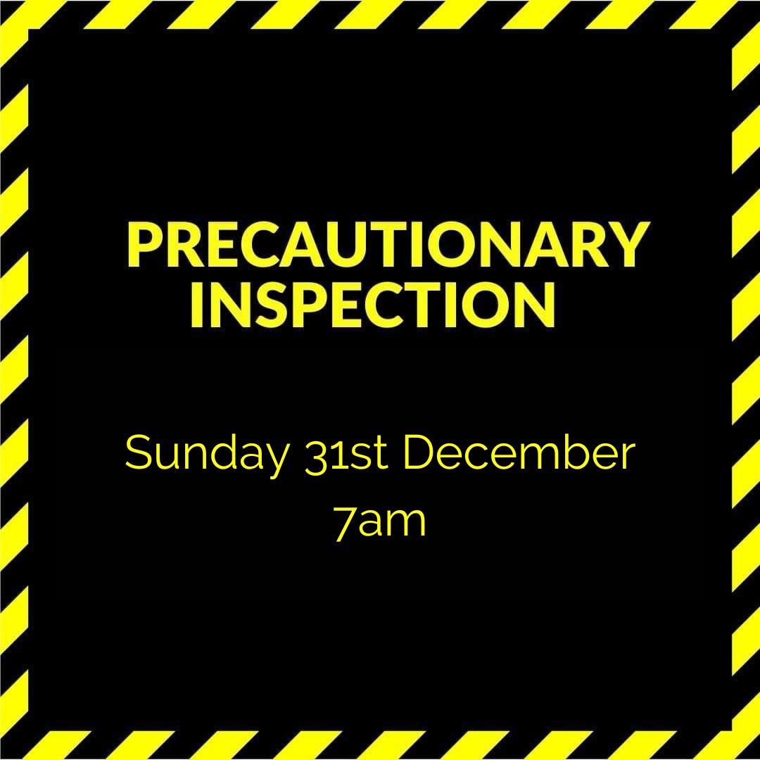 UttoxeterRaces's tweet photo. ⚠️ FURTHER PRECAUTIONARY INSPECTION ⚠️

After passing today's 12pm inspection, a further precautionary inspection will take place at 7am tomorrow to assess the track following the rain forecasted over the next 24 hours.

We'll continue to monitor the situation throughout the day https://t.co/o7xxqddDwg