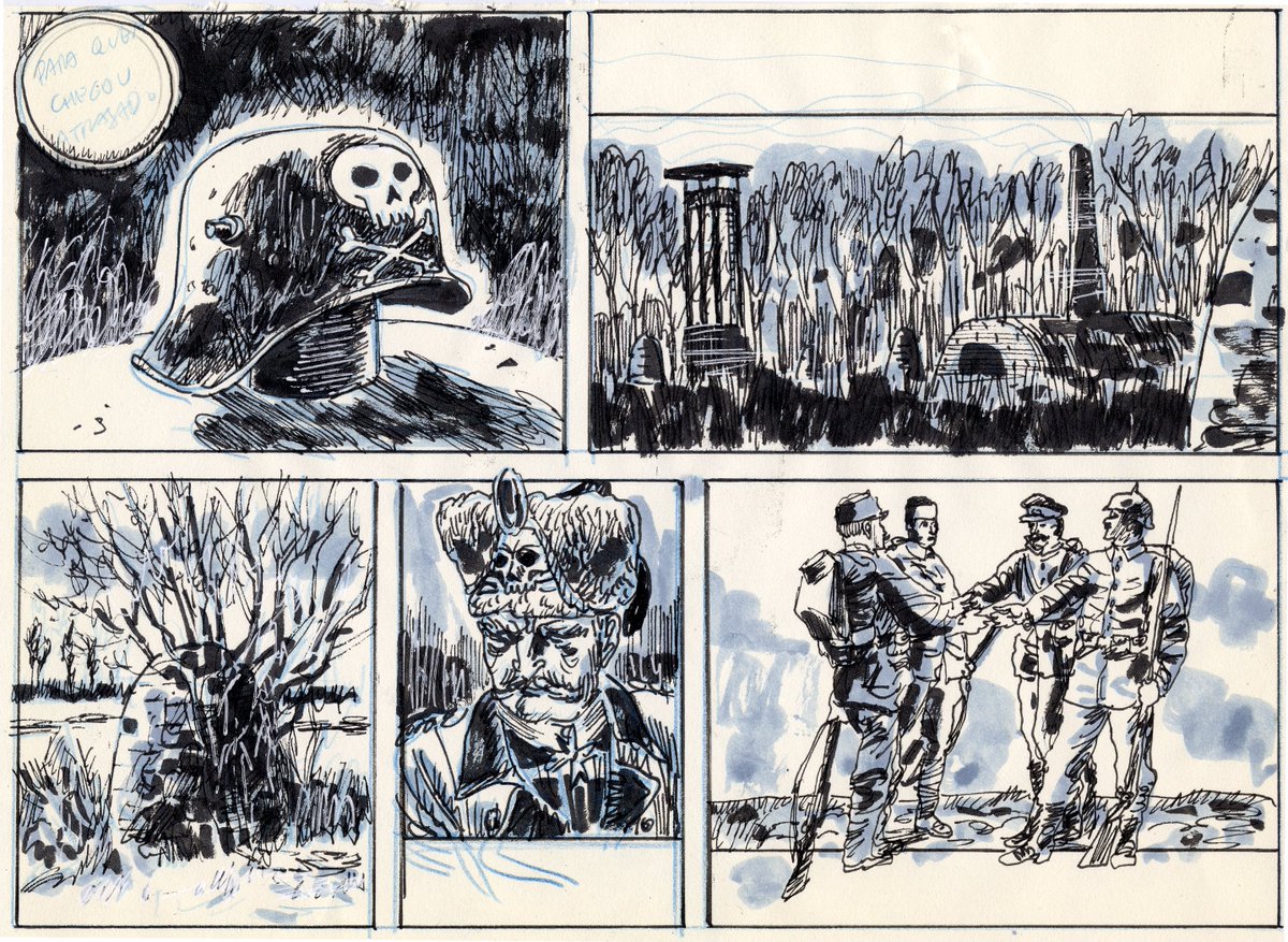 The demons of Silesia - "For those who came in late" (pen, brush and watercolour)
Our worst demons rest in very central Europe - Der vierbund

#umbra_comics #filipeabranches_art #bunker #SilesianWars #warart #trenches #graphicnovel #steampunk #documentary #carnetdevoyage