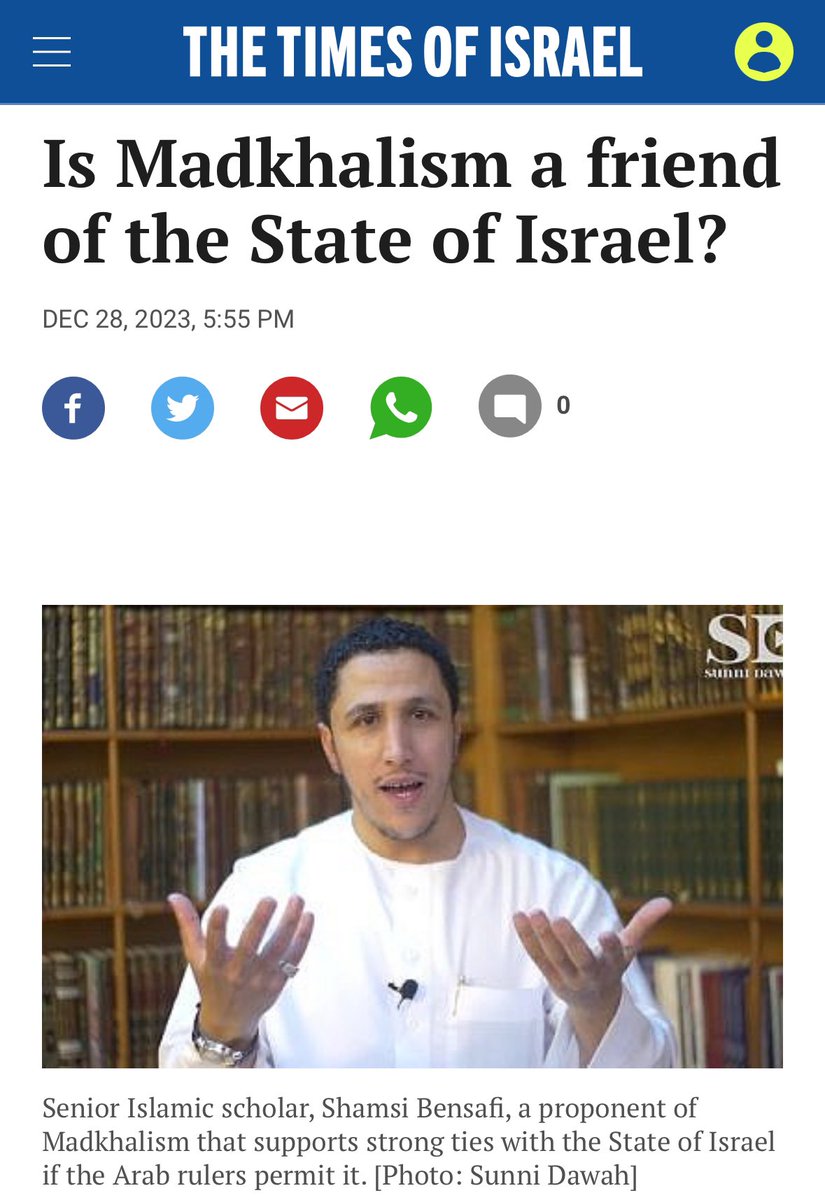 DillyHussain88's tweet photo. “The sect of Madkhalism is core counterbalance to these groups, and helps secure Western secular democratic interests and ideals, as well as the security of the State of Israel.” 

Published in the @TimesofIsrael.

https://t.co/JHf6304jjO https://t.co/6D5D6xXDDl
