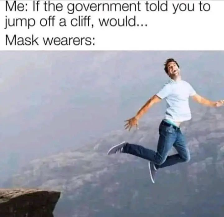 Wreckless_Chad's tweet photo. They would do it wearing a mask too cause logic escapes them 😷

#meme #memes #funnymemes #dankmemes #memesdaily #lol #humor #memesfun #memepage #memes2023 https://t.co/uvZNUanIfh
