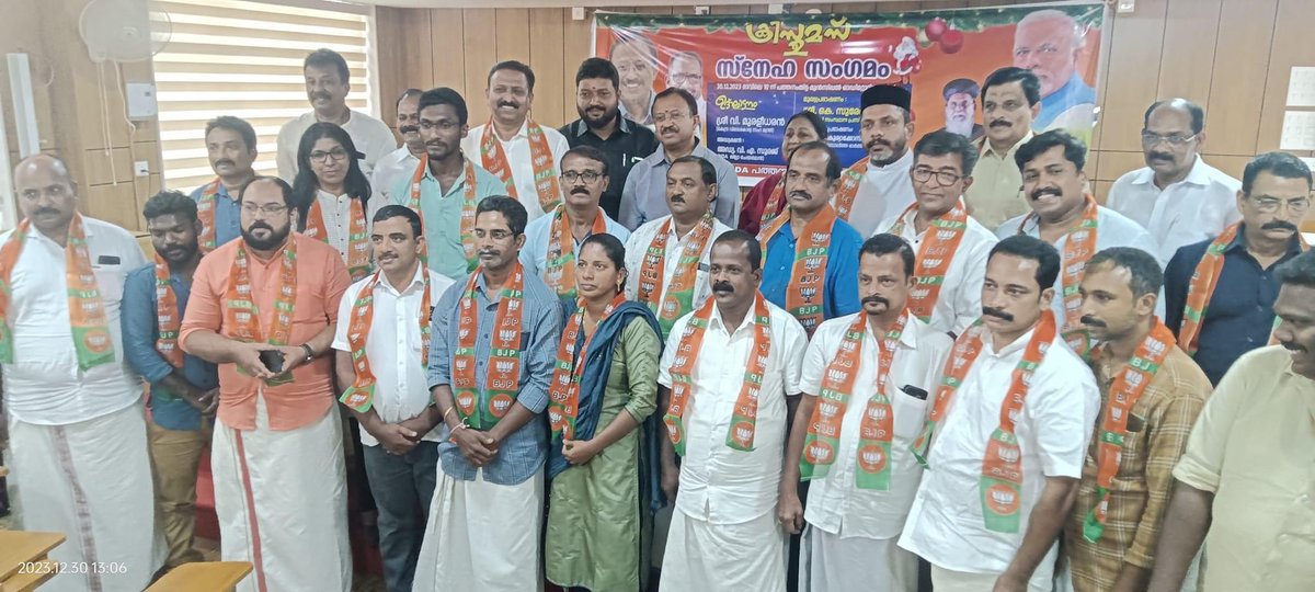 The Secretary of the Orthodox Church Nilakkal Bhadrasanam, Fr. Shaiju Kurian, and 47 Christian families have joined @BJP4Keralam family. Union Minister Shri @VMBJP Ji welcomed the new members at the #Snehayatra Christmas function organized by the BJP in Pathanamthitta. On this…