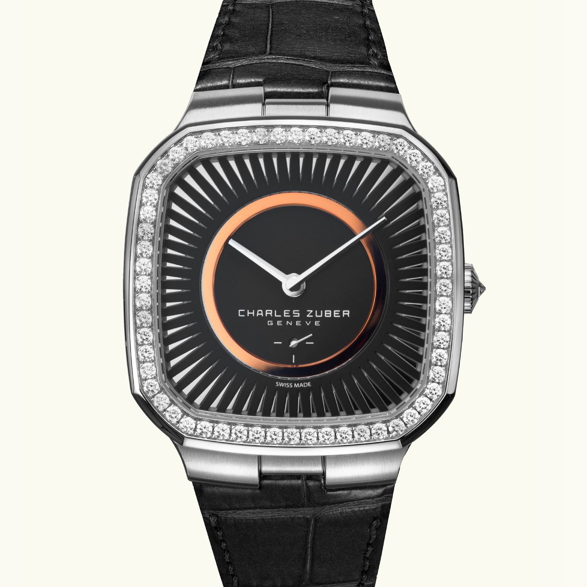 CZuberOfficial's tweet photo. Unveiling Charles Zuber's latest: Perfos 36mm, adorned with diamonds—a perfect fusion of elegance and provocation. This exquisite timepiece embodies Neo-Swiss luxury, capturing the festive spirit. Available in UAE, Switzerland, France, and Canada – https://t.co/e7MfpkEqsG https://t.co/dMtVoWIbWU
