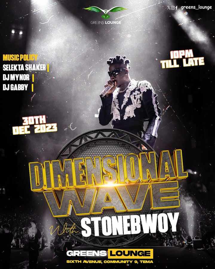 BhimFanPage's tweet photo. Ending the year w/ #DimentionalWave w/ @stonebwoy later tonight at the @greenloungeclub inside Tema, Sixth Avenue Community 9. https://t.co/rcUkvtMLPj