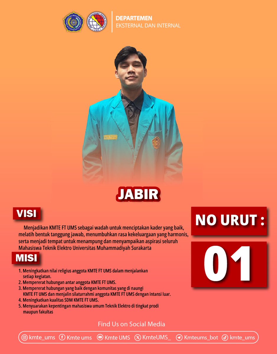 KmteUMS_'s tweet photo. [ CALON KETUA UMUM KMTE FT UMS 2024]
.
 who will be the next?? let’s see
. 
Regards KMTE 2023⚡️
.
#teknikelektro
#elektrojaya
#KMTEJaya https://t.co/XvEB4Hc39h