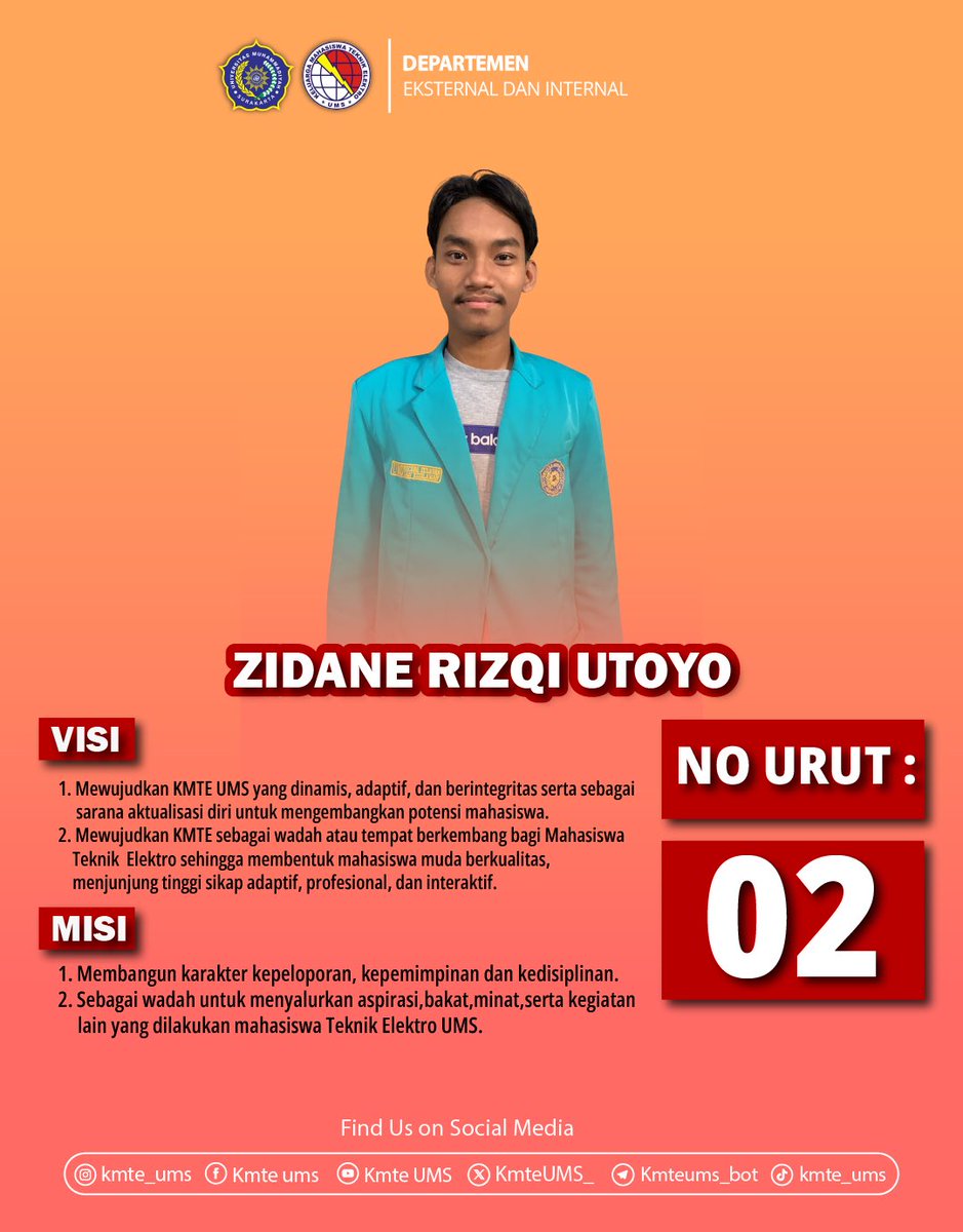 KmteUMS_'s tweet photo. [ CALON KETUA UMUM KMTE FT UMS 2024]
.
 who will be the next?? let’s see
. 
Regards KMTE 2023⚡️
.
#teknikelektro
#elektrojaya
#KMTEJaya https://t.co/XvEB4Hc39h