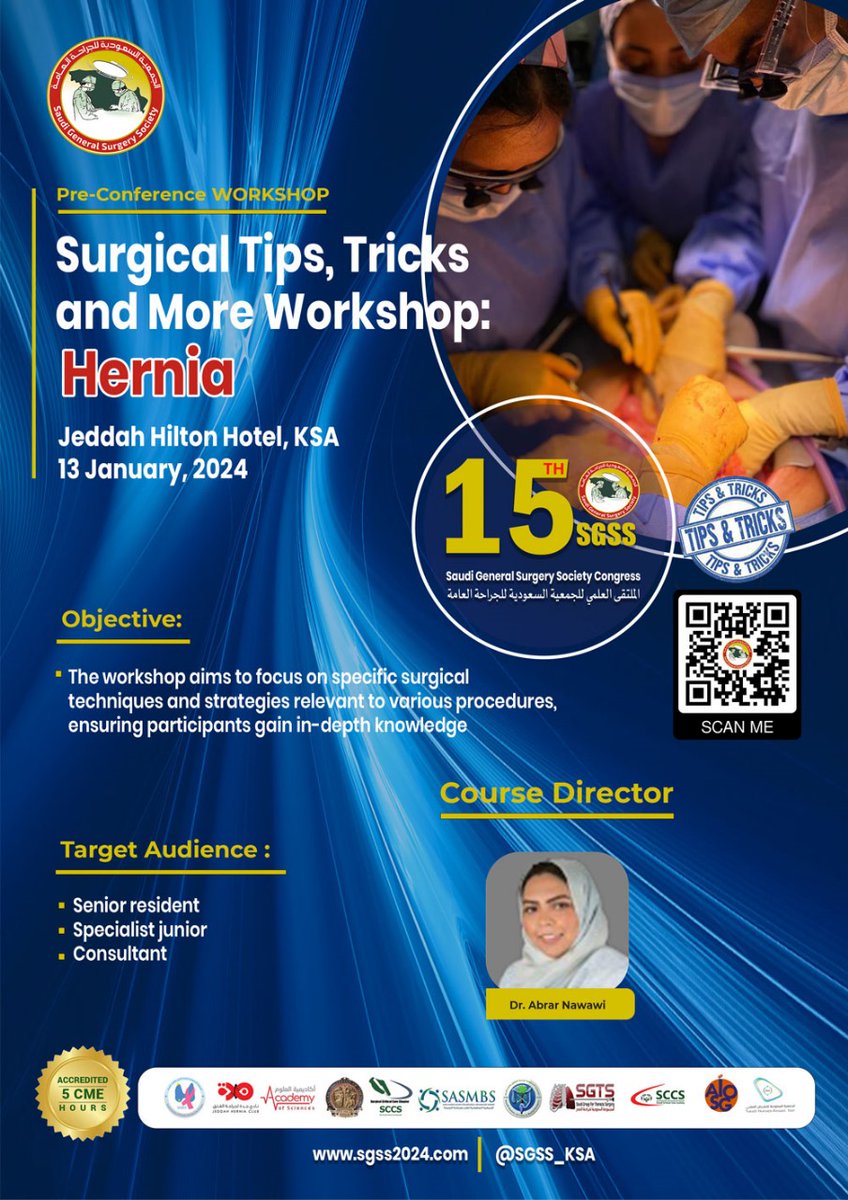 SGSS_KSA's tweet photo. Workshop at the conference with limited seating plz Register today 

https://t.co/bSnKTgBkg6

https://t.co/6umRMCJPJB 

#hernia 
#Oncology https://t.co/WbW1gNVe2J