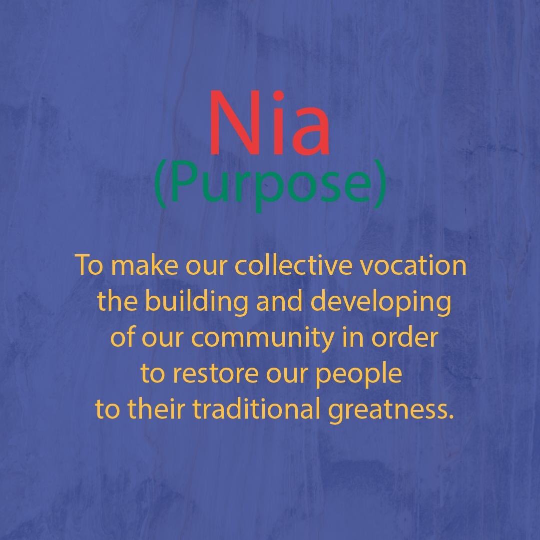 Celebrate the fifth principle of Kwanzaa with us; Nia (Purpose): To make our collective vocation the building and developing of our community in order to restore our people to their traditional greatness. #kwanzaa #tradition #nia #purpose #community #restore #blackexellence