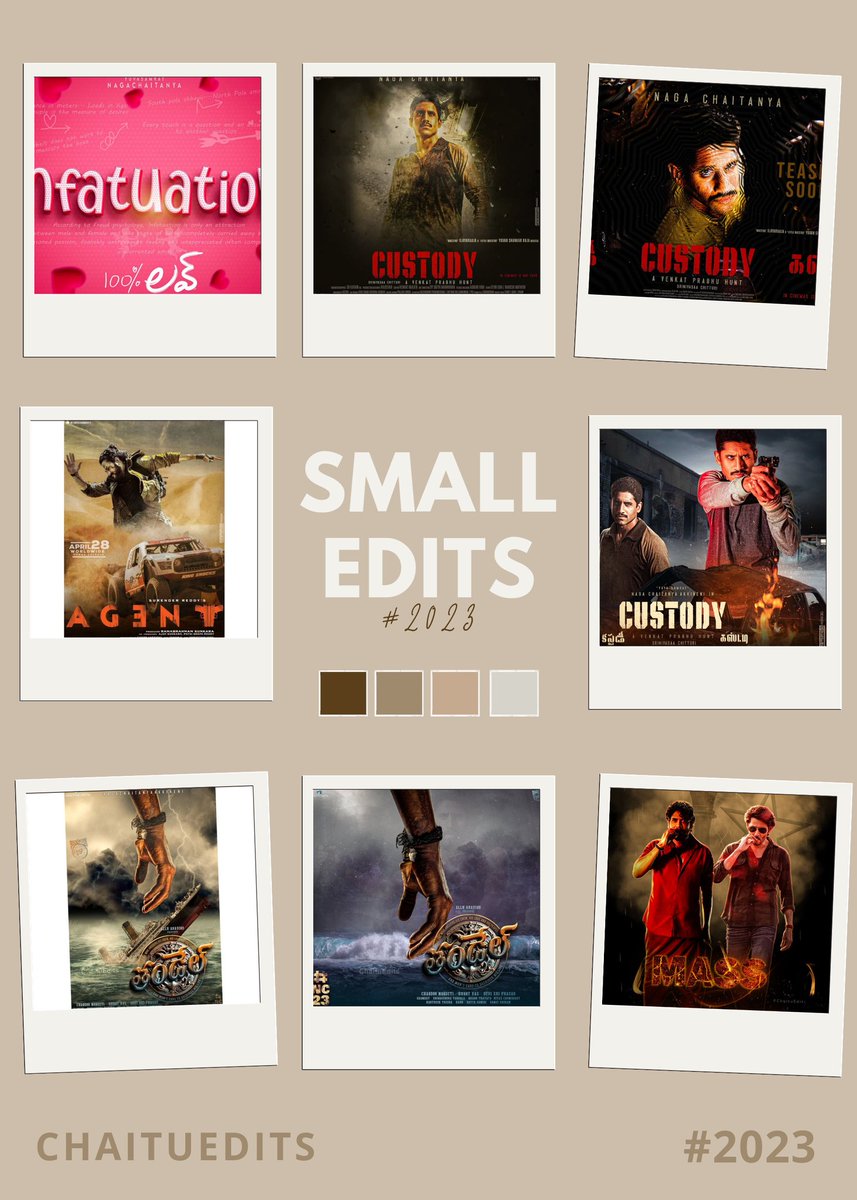 sainathcharla's tweet image. When stress kicks in, open the lappy and indulge in some timepass edits 🙃😎, Few small designs from #ChaituEdits in 2023

#YearEndReflections || #2023