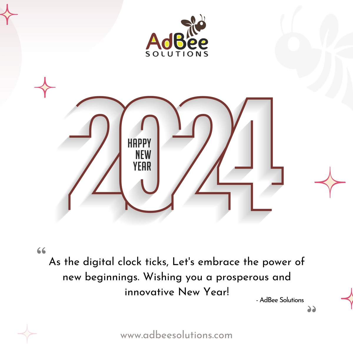 AdbeeSolutions's tweet image. As the New Year dawns, Let&apos;s pave the way for digital greatness. Wishing you a year filled with innovative strategies, successful campaigns, and endless possibilities!

#AdBeeSolutions #NewYear2024 #DigitalMarketing #SearchEngineOptimization #OnlineVisibility #WebTraffic