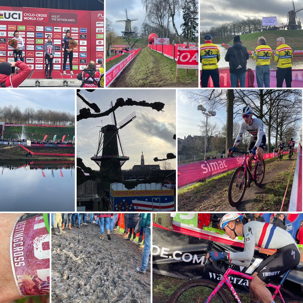 At the UCI CX World Cup at Hulst. Elite women on the start ready. 
Seb Grindley top 10 in the U23s and Imogen Wolff 3rd in the U17s.