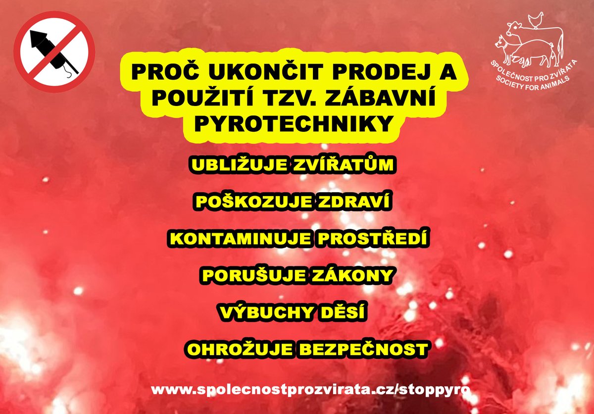SpolProZvirata's tweet photo. Žádáme⛔️prodeje, použití 🎉Ubližuje🐕👩‍🦱🌳💧#zivotniprostredi #ochranazvířat #stoppyro #stoppyrotechnice #ohňostroje #ohnostroje #ohnostrojezabijeji #zdravi #stoppyrotechnics #silvestr @P_Fiala  #novyrok @CTK_cz  @CT24zive @CNNPrima @Blesk24 @market_a @Vit_Rakusan @Vystrcil_Milos https://t.co/32ihdhEkzR
