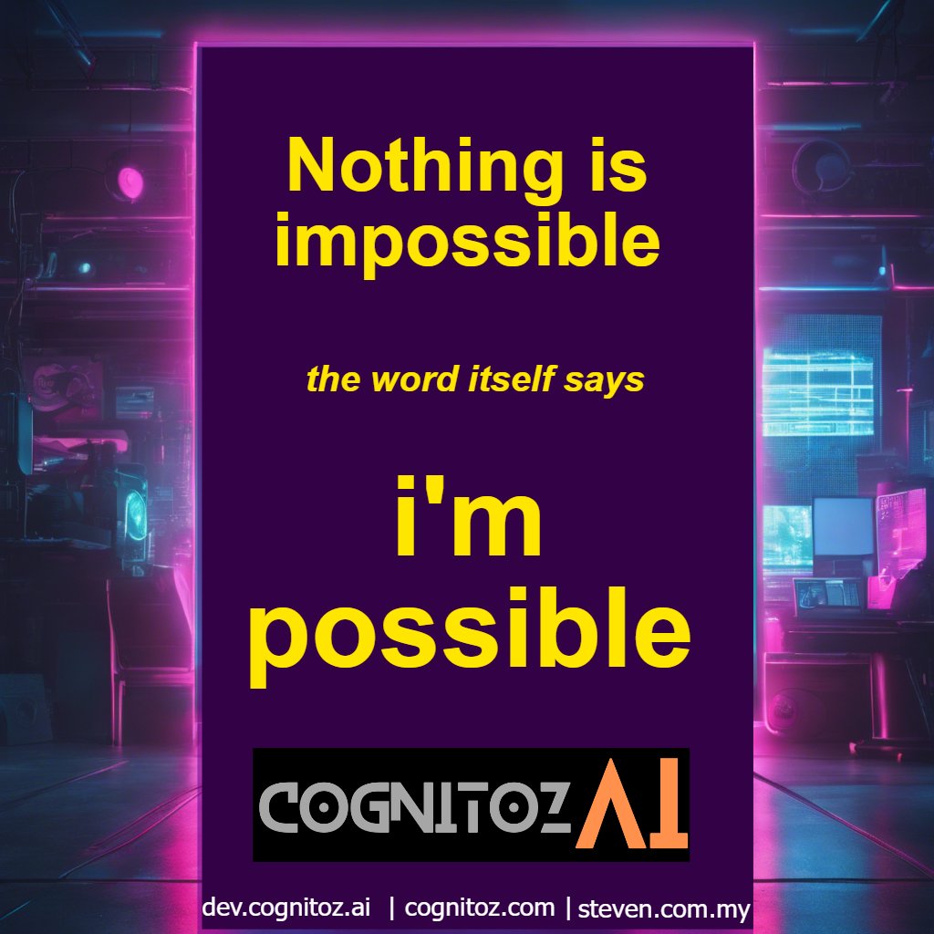 stv77's tweet photo. 💪💯'Nothing is impossible, even the word itself says I'm possible.'✨ In a world full of potential, it's important to believe in ourselves and unlock our true capabilities. #ImPossible #BelieveInYourself #UnleashYourPotential https://t.co/uPjt0QlRcb