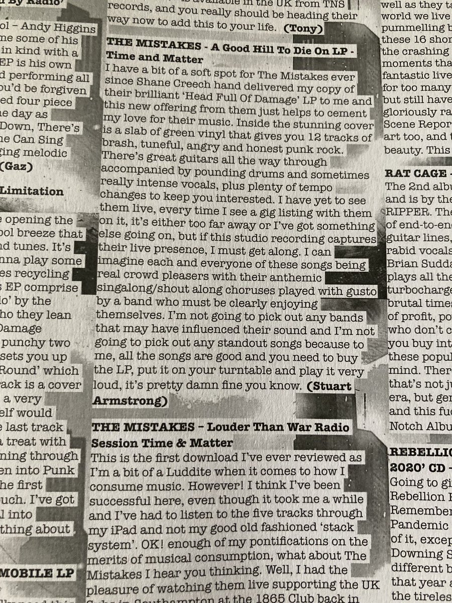 Thanks to the always brilliant @SDzine for their kind words in their review of our T&amp;M article in the recent Safety Pin Punk Rock Magazine 👌

Also lots of reviews &amp; mentions about <a href="/themistakesuk/">Mistakes</a> in the current ‘action packed’ 😘 issue🤩

Support zines folks go grab a copy now 🙏