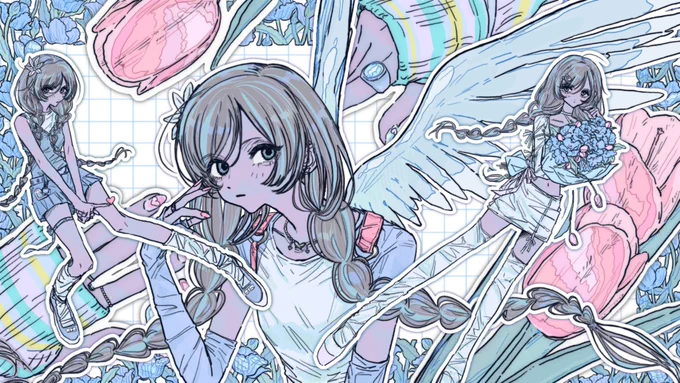 #2023年自分が選ぶ今年の4枚 2023年かわいいのいっぱい描きました.