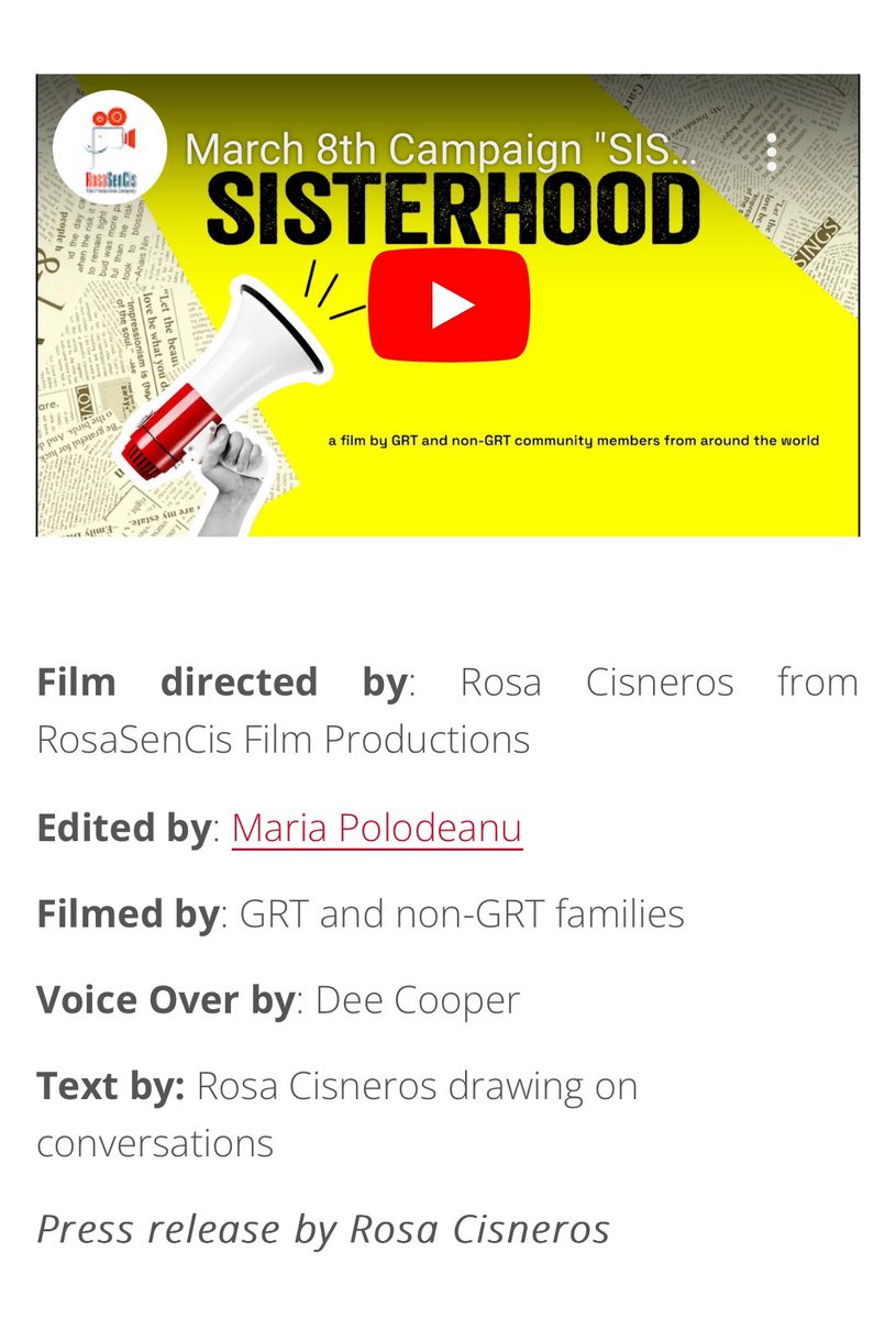 travellerstimes.org.uk/features/siste…

#sisterhood #gypsyromatraveller #grt #Solidarity #WomenEmpowerment #womensupportingwomen #motherhood #frienships #love
@RosaSenCis @Romanywriterdee
