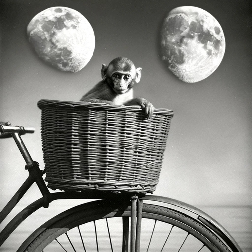 lenkerband's tweet photo. Monkey with two moons (1984). Lina Blumenwiese IV/2023 https://t.co/Jz8ZsMnNn5