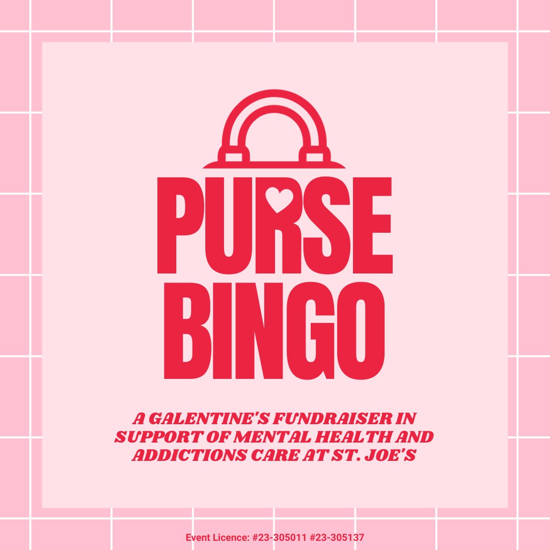 StJoesHamilton's tweet photo. Purse Bingo is back on February 17! 👛💕 Grab your bingo dabbers and your besties for this Galentine’s fundraiser in support of St. Joe’s Mental Health and Addictions Programs: https://t.co/Tj8wnq7aZv https://t.co/dHknZ5gWZY