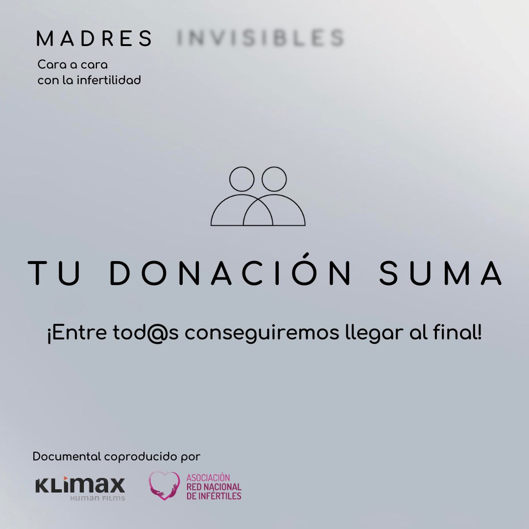 Os dejamos el tráiler de Madres Invisibles👉 youtube.com/watch?v=v4Sp-0…

¡Cada vez estamos más cerca de llegar al final! Nos hallamos en plena fase de montaje. Cualquier aportación que puedas hacernos será bienvenida y sumará🙏

Necesitamos tu ayuda👉madresinvisibles.es