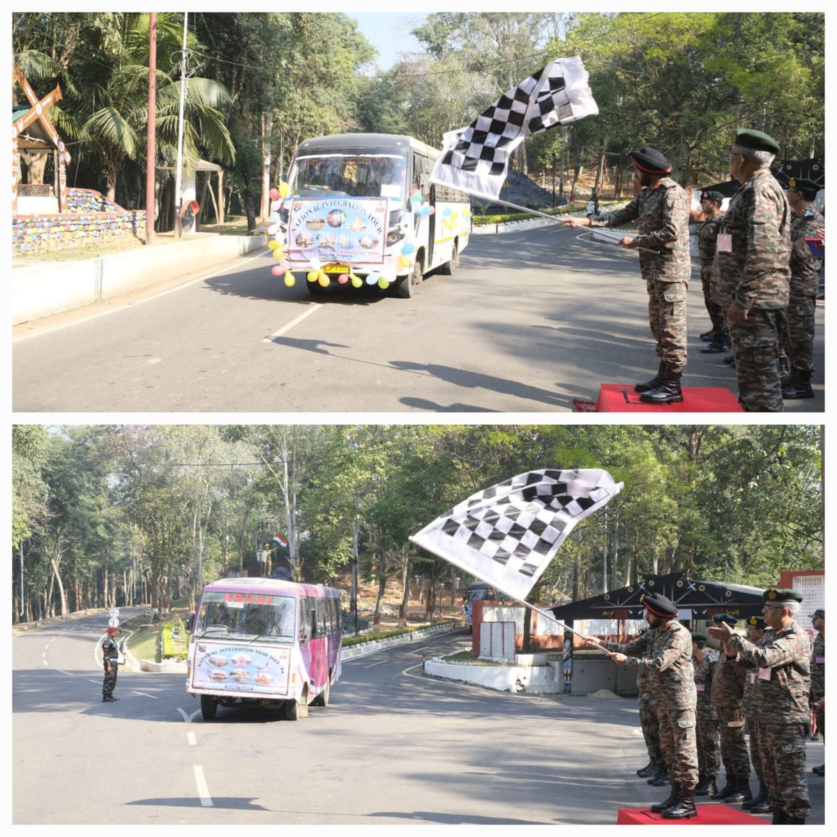 Spearcorps's tweet photo. GOC #Spearcorps, #IndianArmy flagged in two National Integration Tours at Rangapahar Military Station on 30 Dec 23. The tours were organized under #OperationSadbhavna and #ARCAP for school children of Manipur to Kolkata & Rajkot respectively.
The tours aimed to provide an exposure to the children from remote areas of #Manipur to the rich cultural diversity and heritage of our nation. Concurrently, it nurtured connections across communities, fostering national integration through meaningful interactions.
@adgpi
@easterncomd
@official_dgar