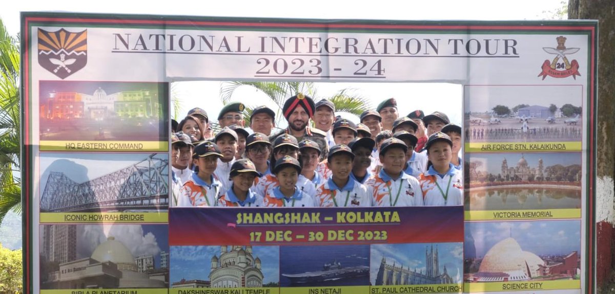 Spearcorps's tweet photo. GOC #Spearcorps, #IndianArmy flagged in two National Integration Tours at Rangapahar Military Station on 30 Dec 23. The tours were organized under #OperationSadbhavna and #ARCAP for school children of Manipur to Kolkata & Rajkot respectively.
The tours aimed to provide an exposure to the children from remote areas of #Manipur to the rich cultural diversity and heritage of our nation. Concurrently, it nurtured connections across communities, fostering national integration through meaningful interactions.
@adgpi
@easterncomd
@official_dgar