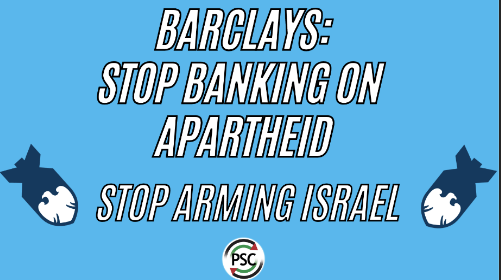 PSCupdates's tweet photo. Israel has killed thousands of Palestinians in its brutal assault on Gaza. 

Barclays bank invests over £1billion in companies arming Israel. 

We’re calling on @BarclaysUK to divest now.

Take action: https://t.co/HOQKLoRkpI https://t.co/k22cxNSfPa