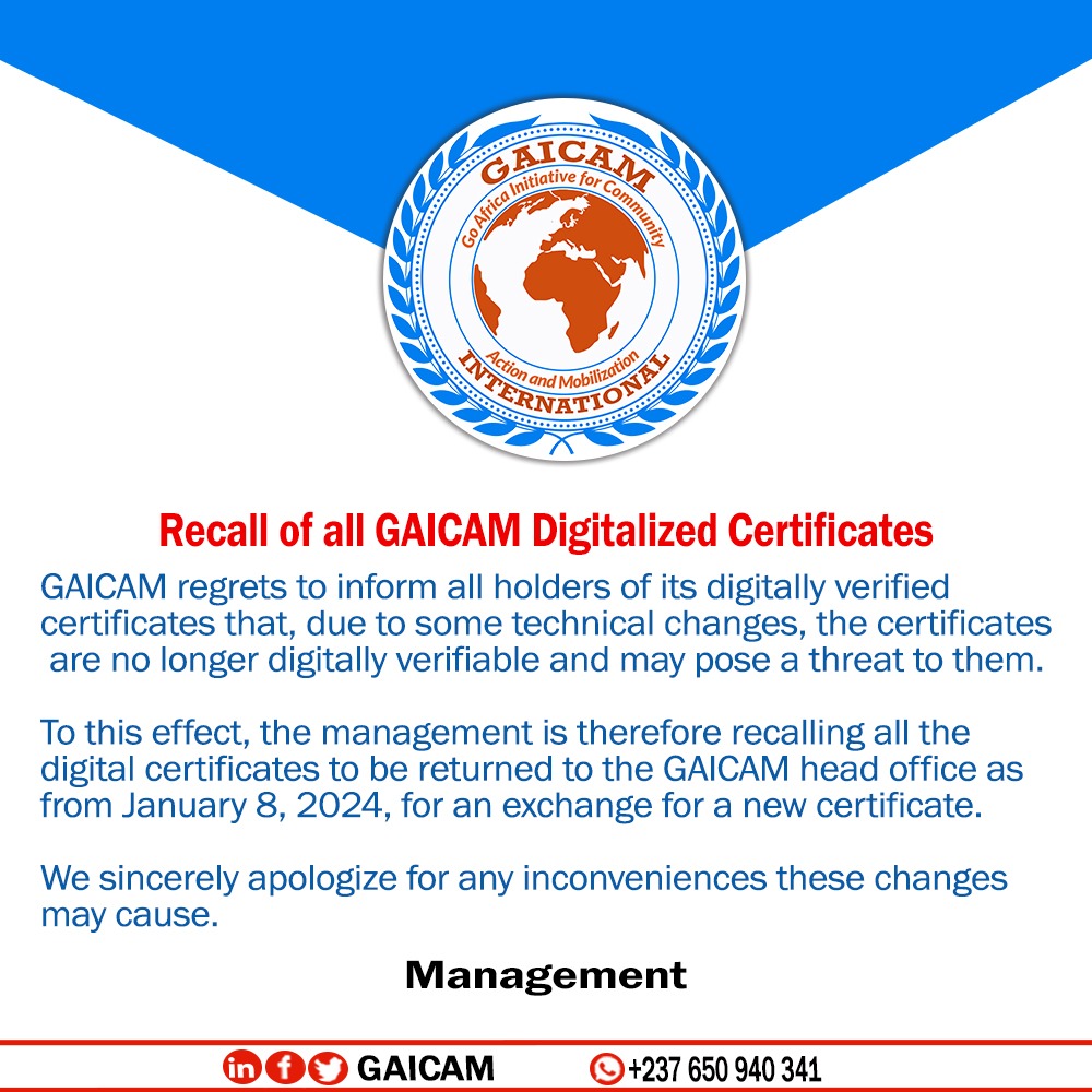 TaminangSearch's tweet photo. Recall of all @infogaicam Digitalized Certificates 

We regrets to inform all holders of our digitally verified 
certificates that, due to some technical changes, the certificates
 are no longer digitally verifiable and may pose a threat to them. https://t.co/1TV4OFbLMd