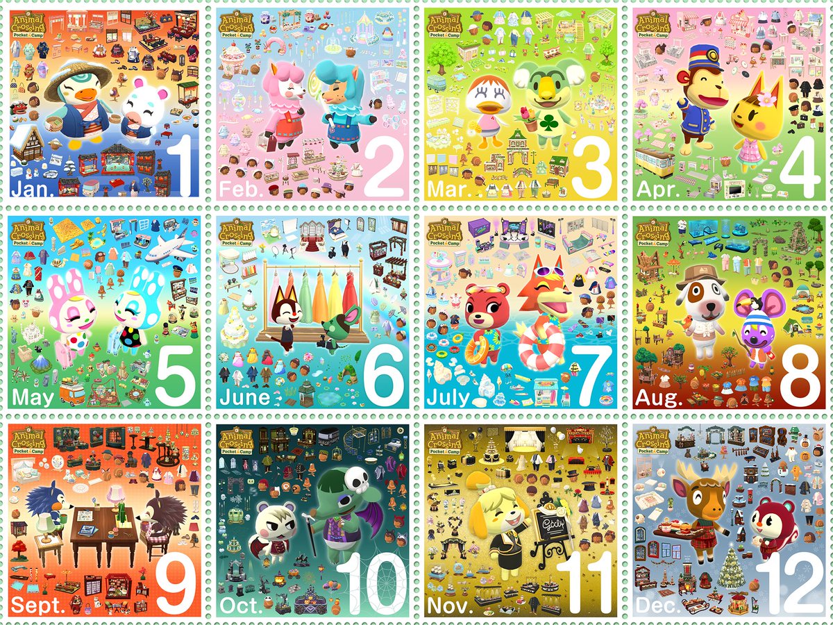 Pocket_Camp's tweet photo. Wow, 2023 is flying by! Let's take a trip down memory lane and look at some of the fun items we've seen this year, from January all the way through December. What items or events do you remember most? https://t.co/PIiymbv609