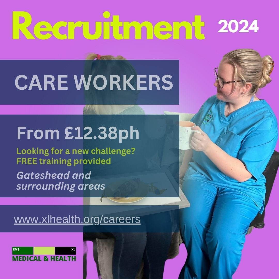 Join our team!

Apply today👇
xlhealth.org/careers

#gatesheadjobs #casualwork #parttimework #care #caring #carework #homecare #gateshead #homecare #domcare #domiciliarycare #NorthEastJobs
