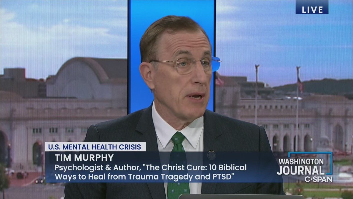 Next — We invite psychologist and former Rep. Tim Murphy (R-PA) to discuss the mental health crisis in the U.S. and his book 'The Christ Cure.' Mental Health Professionals: 202-748-8002 Watch that here: tinyurl.com/4b55bds5