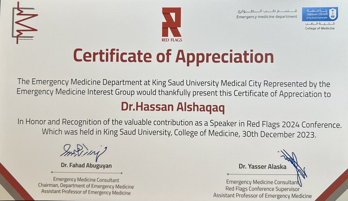 HassanAlshaqaq's tweet photo. It was a great experience presenting to medical students & interns about EM's approach to seizure!
It was amazing to witness their enthusiasm for EM. Grateful for the invitation! Looking forward to more opportunities to engage with future EM residents!
#Redflags24 https://t.co/wGaqYjqtzg