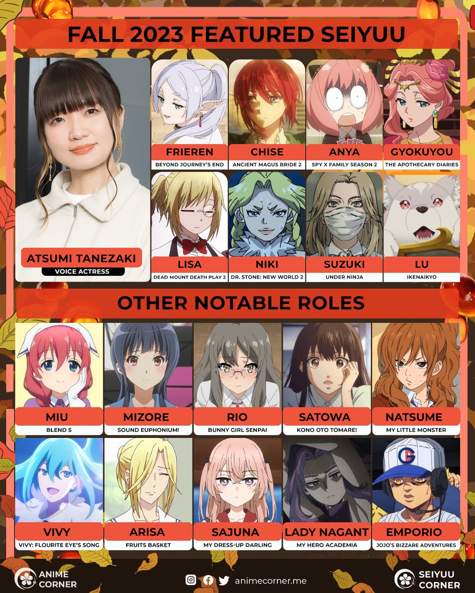 🍂Daily Fall 2023 Featured Seiyuu: Atsumi Tanezaki

Vote for Seiyuu of the Season: acani.me/aots-fall23