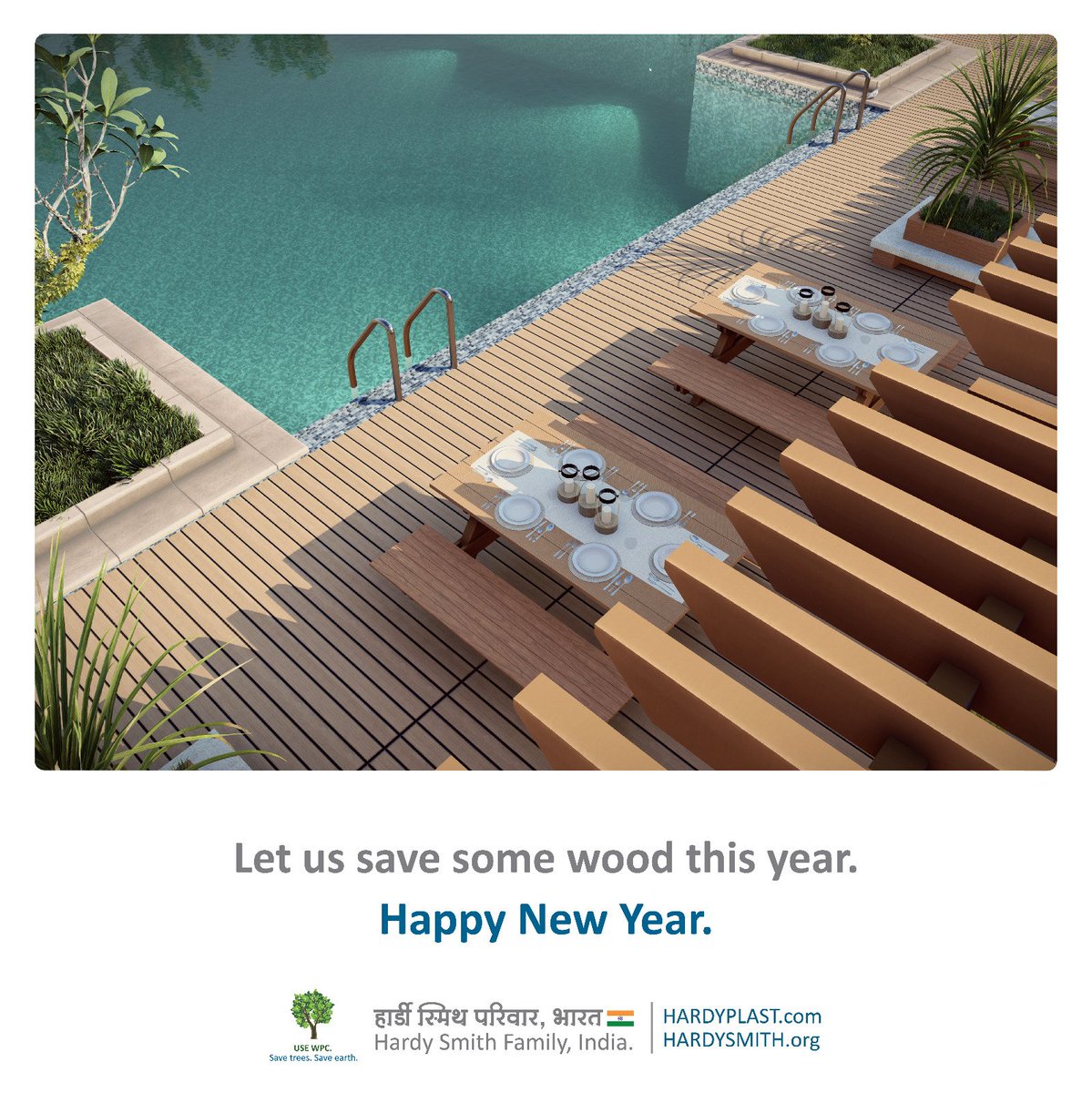 HARDIKVASUDEV's tweet image. Let us save some wood this year.

Use WPC.
Save trees. Save earth. 
.
.
.
.
.
#HappyNewYear2024 
#NewYearsHonours 
#wpcdeck 
#deck 
#greenbuild