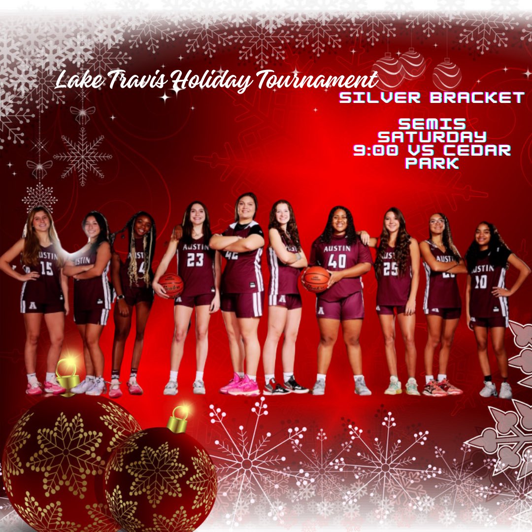 🚨LADY MAROONS GAMEDAY🚨
Championship Saturday 
📍Lake Travis

JV-9:00 vs Cedar Park, Gym 4
Varsity-9:00 vs Killeen, Main Gym

#ALLIN 
#loyalforever
#RecruitAustinGBB