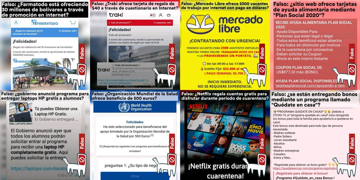 cazamosfakenews's tweet image. ⚠️ #Ninguna de las "promociones" que hemos detectado durante más de 3 años vía WhatsApp, en el contexto Venezuela, han sido reales.

TODAS han sido operaciones de robo de datos (#phishing)

🚫 Evita compartirlas, especialmente en grupos
🚫 No hagas click a enlaces extraños que no