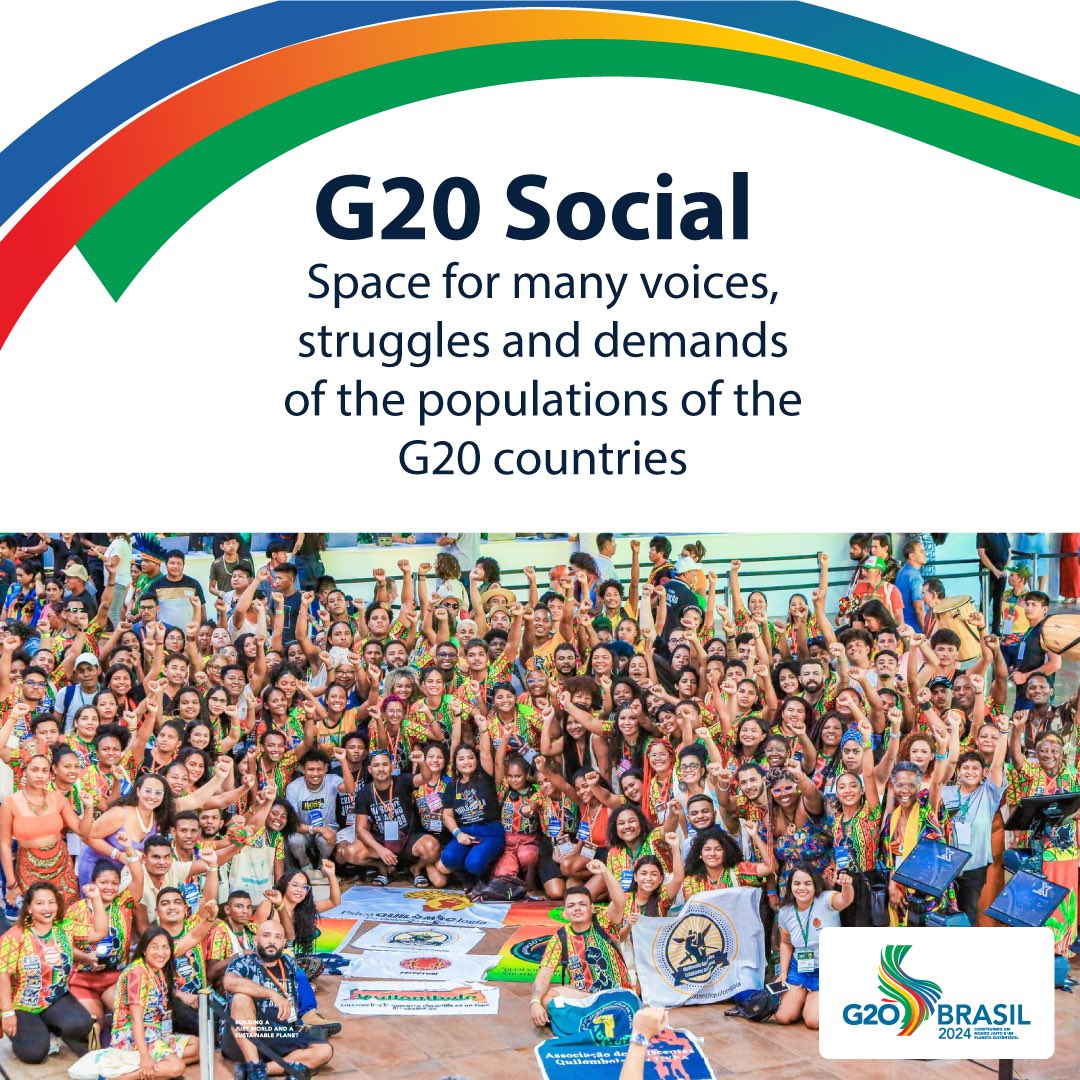 The G20 Social was announced by President Lula at the 18th G20 Summit of Heads of Government and State in New Delhi, India, when Brasil symbolically took on the group's presidency. 👇