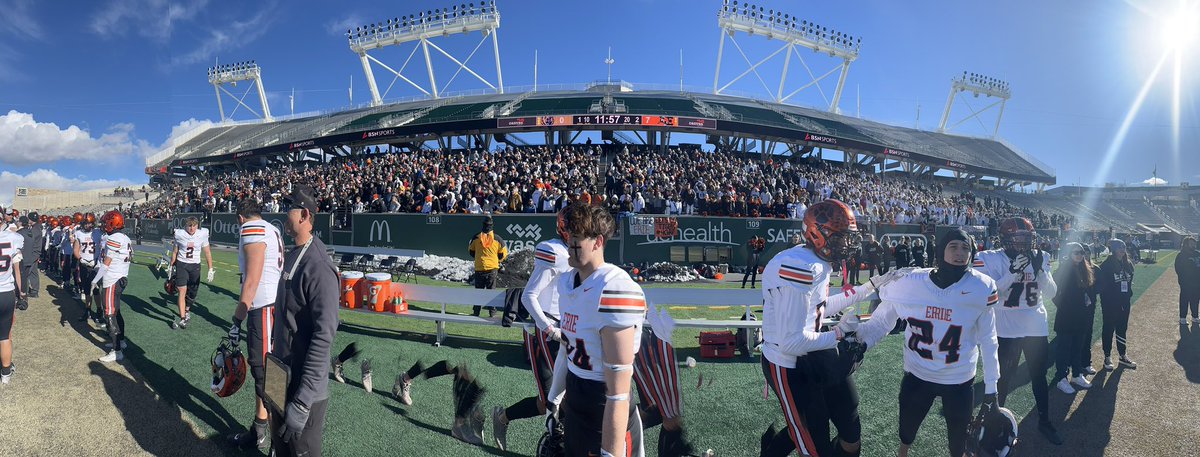 ErieTigersFB's tweet photo. Definitely some incredible moments in 2023.  The way Tiger Nation showed up to cheer their team on to a state championship on Dec 2 was our favorite. #Exit232 #Champs #TigersForLife https://t.co/6EfkxkSKCG