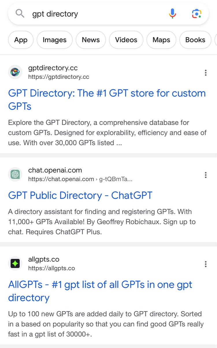 RuttyBuilds's tweet photo. https://t.co/FAUdsuUyL4 is now ranked first when searching for “gpt directory” on google! https://t.co/WNwjVyUQ8A
