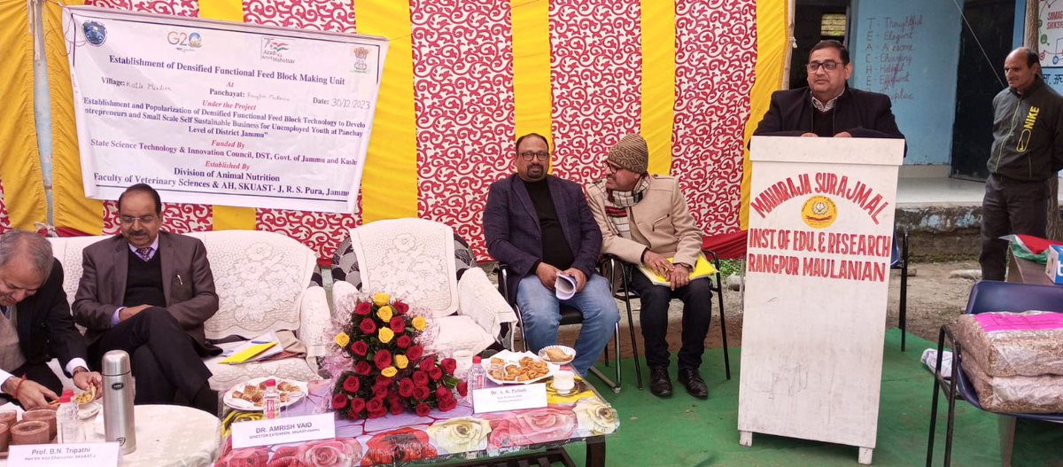 Prof. B.N. Tripathi, Hon’ble Vice-Chancellor, SKUAST-Jammu inaugurated Densified Functional Feed Block (DFFB) -an innovative animal feed block making unit at Kotli Mirdian- a border village of R.S Pura sector of UT of Jammu and Kashmir##