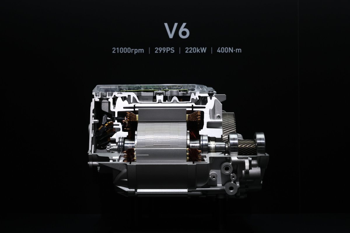 leijun's tweet photo. E-motors are one of the most essential components in EVs. They directly determine the performance. We've built two at once: V6 (220kW) and V6s (275kW). Both are in mass production and will soon be powering #XiaomiSU7! https://t.co/zFrczOJfAr