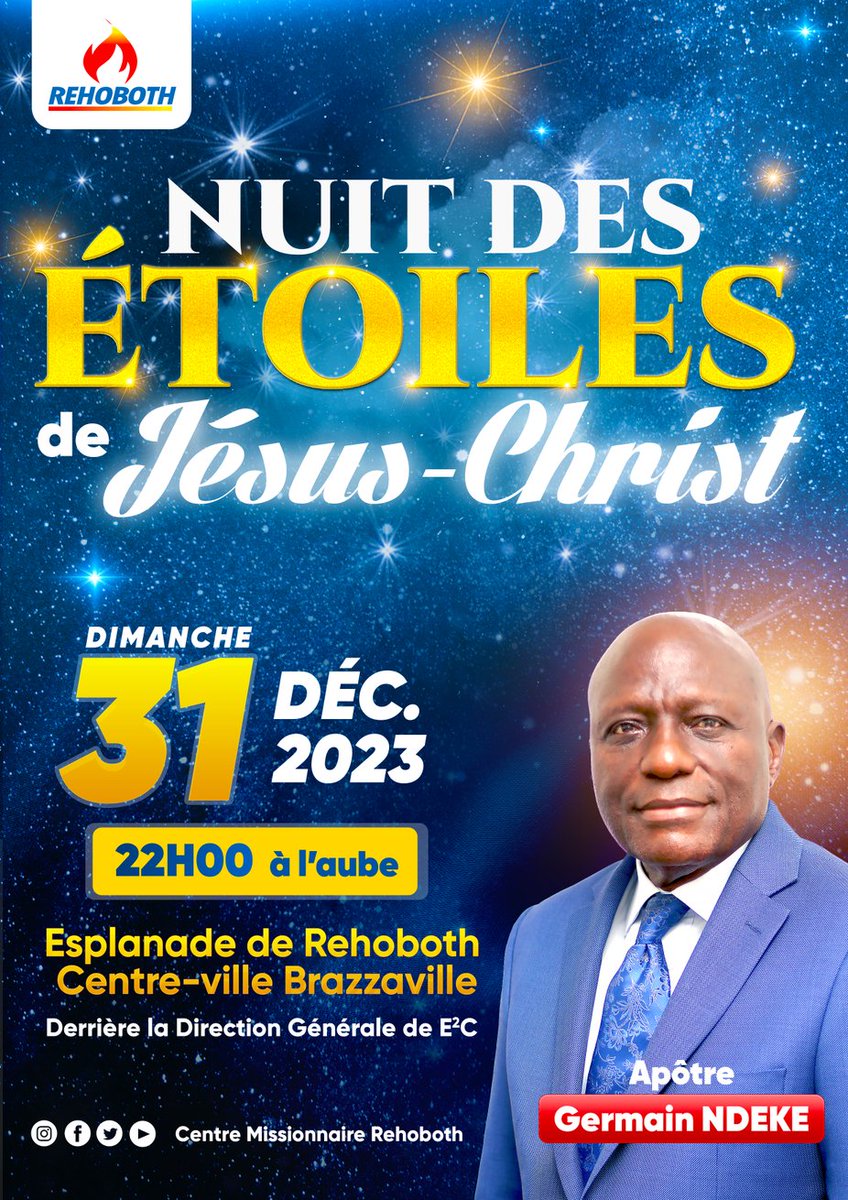 GermainNdeke's tweet photo. Brillons ensemble, ce 31 décembre pour la Nuit des étoiles avec  Jésus-Christ. 

#NuitDesEtoiles #Reveillon2024 #adoration #Louange https://t.co/Gw2gVsTY6S
